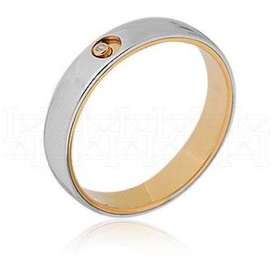 Фото - Кольцо двойное из цветного золота с бриллиантом из коллекции "Двойные обручальные кольца" VDR.A2696 (242)