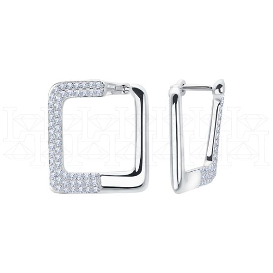 Фото - Серьги конго из белого золота с бриллиантами из коллекции "Чистая линия" E5539-13886 (781)