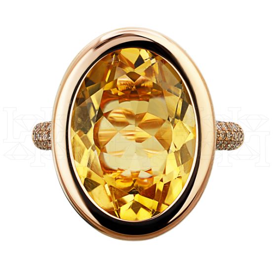 Фото - Кольцо из рыжего золота с цитрином и коньячными бриллиантами из коллекции "Акварель" R7039-9658 (420)