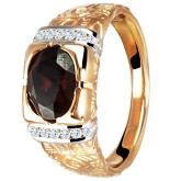 Кольцо из цветного золота с гранатом и бриллиантами R2029-2218