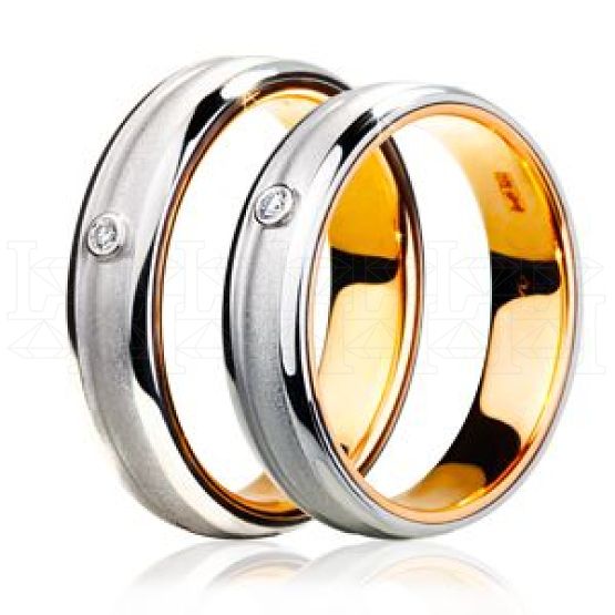 Фото - Кольцо обручальное из цветного золота с бриллиантом из коллекции "Парные обручальные кольца" VDR.A3394 (210)