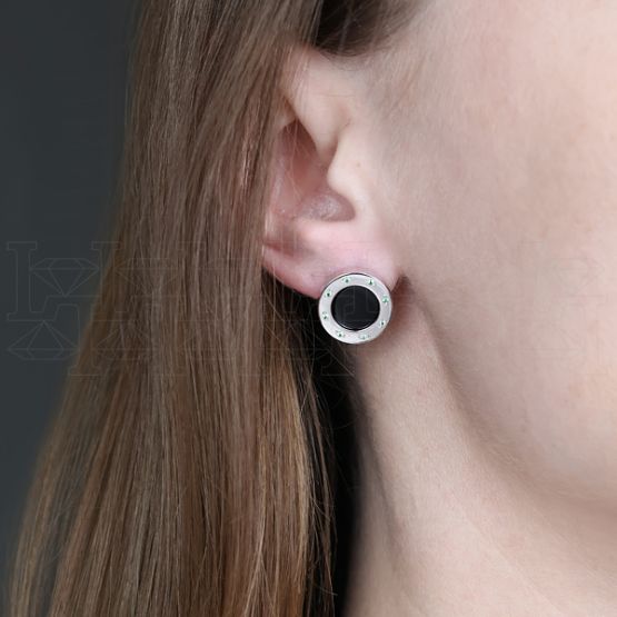 Фото - Серьги из белого золота с ониксом из коллекции "Точка пересечения" E9516-14184 (811)