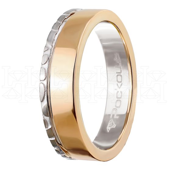 Фото - Кольцо обручальное из рыже-белого золота с бриллиантом из коллекции "Парные обручальные кольца" R4162-5210 (210)