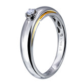 Кольцо обручальное из рыжего золота с бриллиантом из коллекции "Обручальные кольца с  одним бриллиантом" R14789 (243)