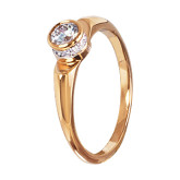 Кольцо из рыжего золота с бриллиантом из коллекции "Помолвка" R3850-4602 (515)