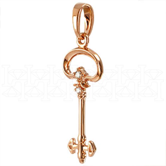 Фото - Подвеска ключик из рыжего золота с бриллиантами из коллекции "Золотой ключик" P2568-3334 (714)