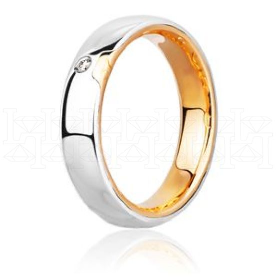 Фото - Кольцо обручальное из цветного золота с бриллиантом из коллекции "Парные обручальные кольца" VDR.A2771 (210)