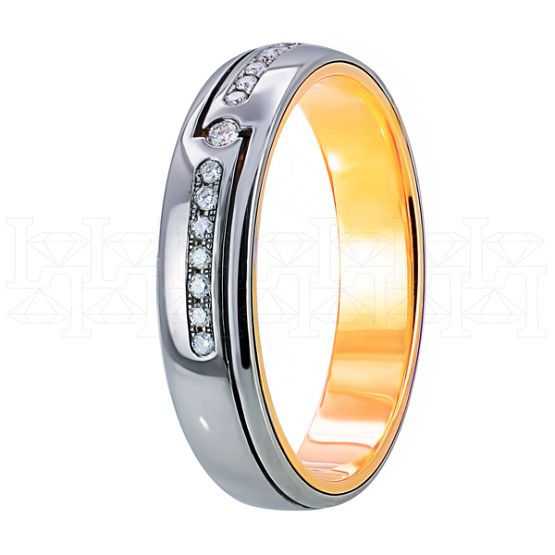 Фото - Кольцо двойное из цветного золота с бриллиантом из коллекции "Двойные обручальные кольца" VDR.A2658 (242)