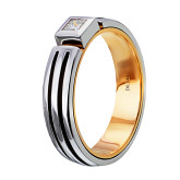 Кольцо двойное из цветного золота с бриллиантом из коллекции "Двойные обручальные кольца" VDR.A2542 (242)