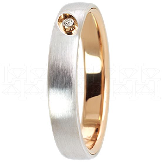 Фото - Кольцо двойное из цветного золота с бриллиантом из коллекции "Двойные обручальные кольца" R2488-3069 (242)