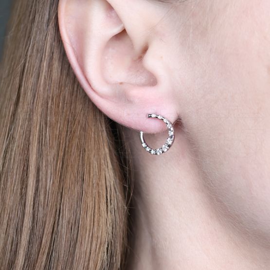 Фото - Серьги из белого золота с бриллиантами из коллекции "Чистая линия" E8971-16018 (781)