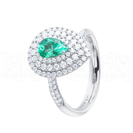 Фото - Кольцо из белого золота с изумрудом и бриллиантами из коллекции "580" R10242-16214 (580)