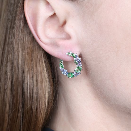 Фото - Серьги конго из белого золота из коллекции "Акварель" E10011-15687 (420)