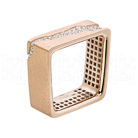 Фото - Кольцо квадратное из рыжего золота с бриллиантами R4015-15424 (808)