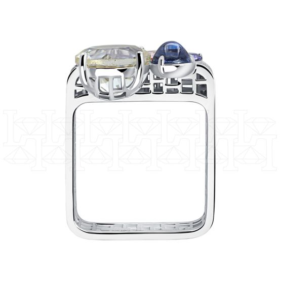 Фото - Кольцо квадратное из белого золота с цитрином из коллекции "Город порт" R10229-16171 (451)