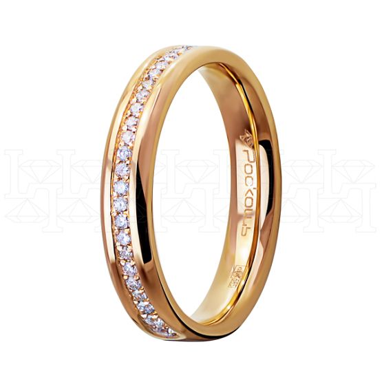Фото - Кольцо обручальное из рыжего золота с бриллиантами из коллекции "Парные обручальные кольца" R4993-7472 (210)