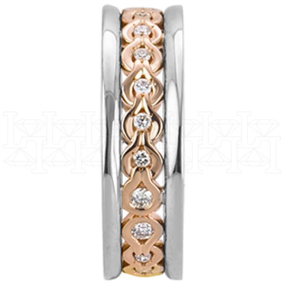 Фото - Кольцо обручальное из цветного золота с бриллиантами из коллекции "Обручальные кольца с дорожкой" R3223-3951 (241)