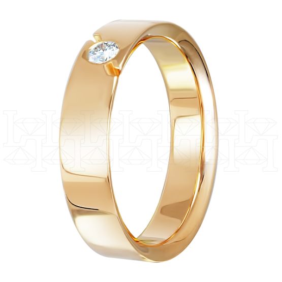 Фото - Кольцо обручальное из белого золота с бриллиантом из коллекции "Парные обручальные кольца" R4002-4752-02 (210)