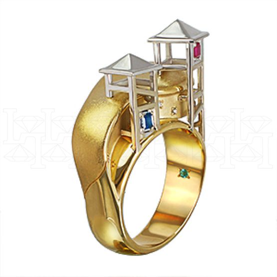 Фото - Кольцо из желтого золота с рубином и бриллиантами из коллекции "Побережье" R3484-4232 (480)