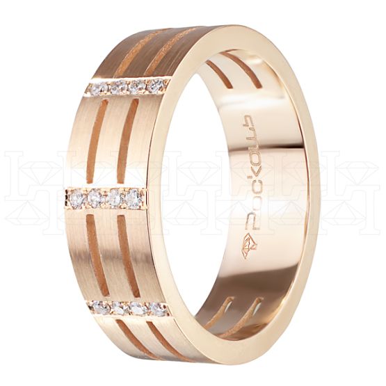 Фото - Кольцо обручальное из рыжего золота с бриллиантами из коллекции "Парные обручальные кольца" R5063-6332 (210)