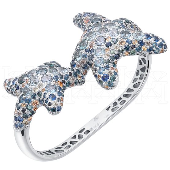 Фото - Кольцо из белого золота с цветными сапфирами R9914-15392 (453)