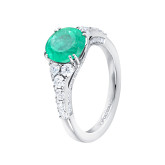 Кольцо из белого золота с изумрудом и бриллиантами из коллекции "580" R9499-16213 (580)