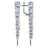 Серьги длинные из белого золота с аквамаринами и бриллиантами из коллекции "Акварель" E8783-12551 (420)