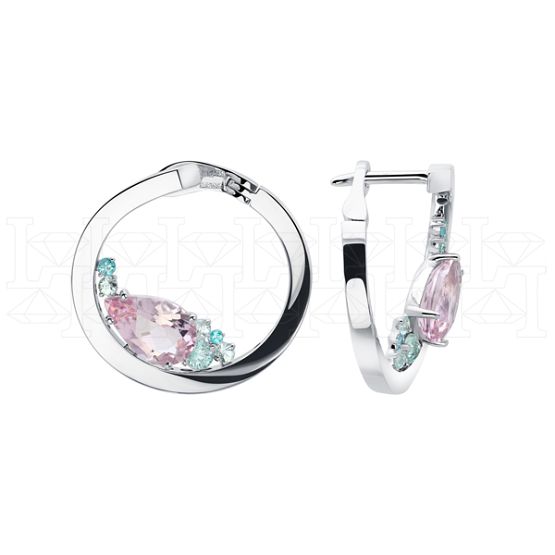 Фото - Серьги конго из белого золота с морганитами из коллекции "Акварель" E10264-16363 (420)