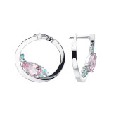 Серьги конго из белого золота с морганитами из коллекции "Акварель" E10264-16363 (420)