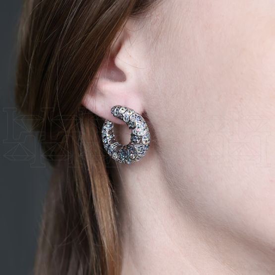 Фото - Серьги конго из цветного золота с цветными сапфирами из коллекции "Мутабор" E10091-15868 (762)