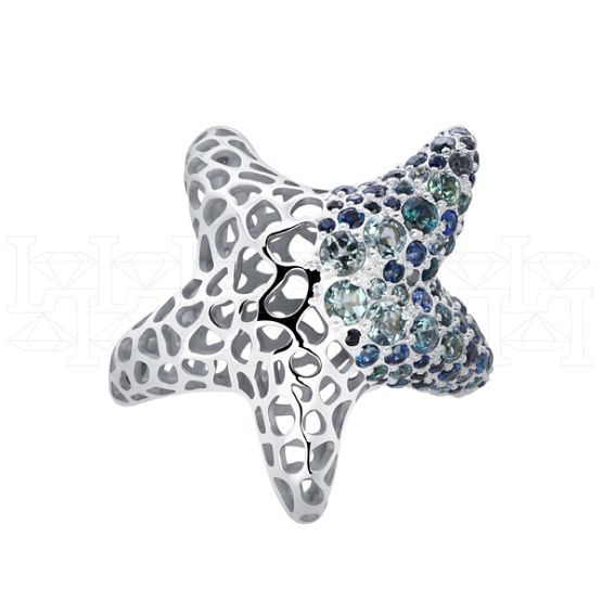 Фото - Кольцо из белого золота с цветными сапфирами R9919-15398 (453)