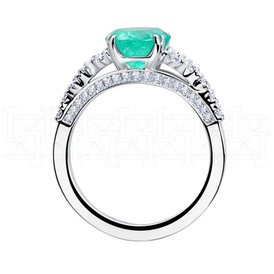 Фото - Кольцо из белого золота с изумрудом и бриллиантами из коллекции "580" R9499-16213 (580)