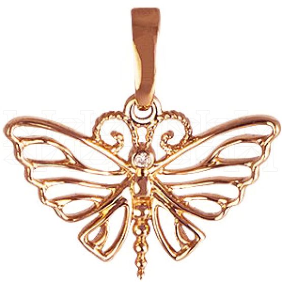 Фото - Подвеска бабочка из белого золота с бриллиантом из коллекции "196" P2998-4030 (195)