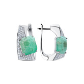 Серьги из белого золота с изумрудами и бриллиантами из коллекции "580" E10251-16263 (580)