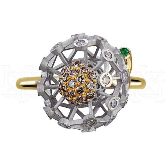 Фото - Кольцо из цветного золота с коньячными бриллиантами из коллекции "Русское поле" R7974-10991 (715)