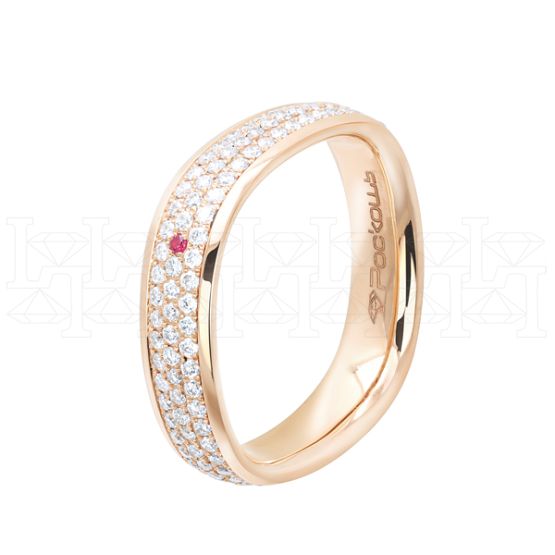 Фото - Кольцо квадратное из белого золота с бриллиантами из коллекции "Обручальные кольца с дорожкой" R4724-6034 (241)