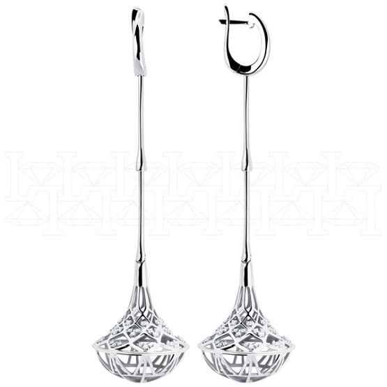Фото - Серьги длинные из белого золота с бриллиантами из коллекции "Готика" E9342-13697 (773)