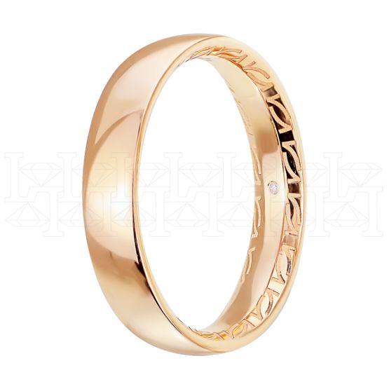 Фото - Кольцо обручальное из рыжего золота с бриллиантом из коллекции "Парные обручальные кольца" R4156-5931 (210)