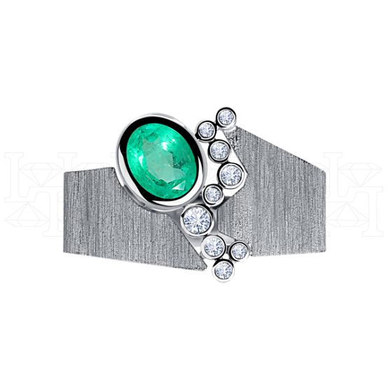 Фото - Кольцо из белого золота с изумрудом и бриллиантами R9948-15504 (775)