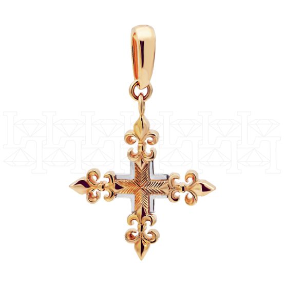 Фото - Подвеска крест из рыже-белого золота P3912-4643 (181)