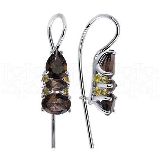 Фото - Серьги из белого золота с кварцем из коллекции "Акварель" E8943-15943 (420)