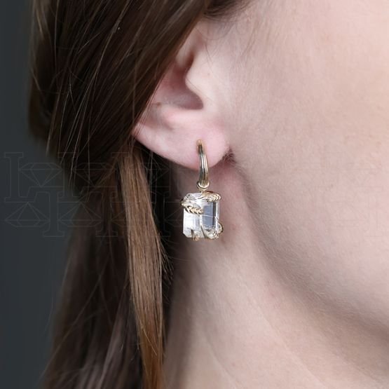 Фото - Серьги из желтого золота с кварцем из коллекции "Русское поле" E9983-15625 (715)