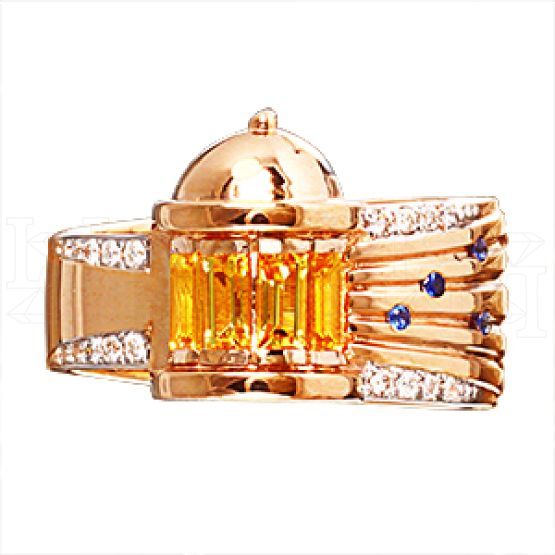 Фото - Кольцо из рыжего золота с цветными сапфирами и бриллиантами из коллекции "Побережье" R3504-4478 (480)