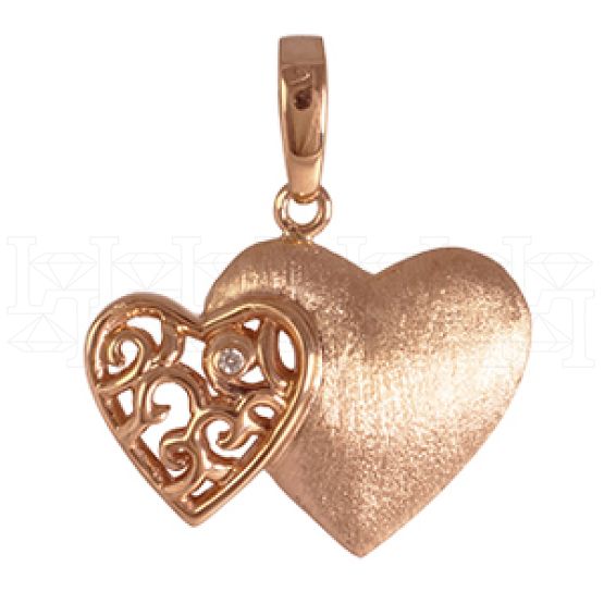 Фото - Подвеска сердце из рыжего золота с бриллиантом P3005-3658 (193)