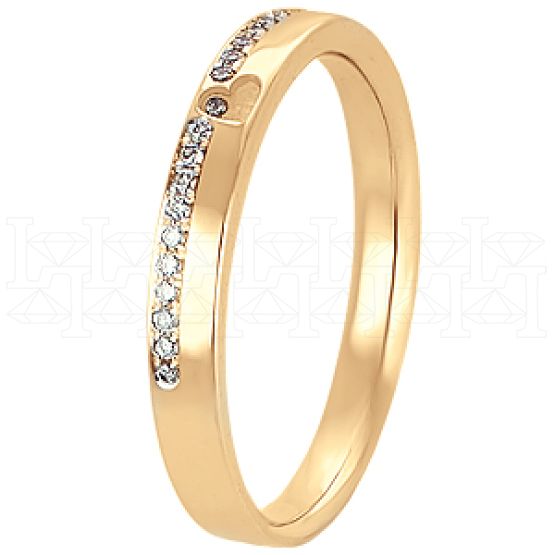 Фото - Кольцо обручальное из рыжего золота с бриллиантами из коллекции "Обручальные кольца с дорожкой" R3179-3923 (241)
