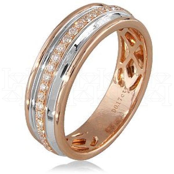 Фото - Кольцо обручальное из белого золота с бриллиантами из коллекции "Обручальные кольца с дорожкой" R15456 (241)