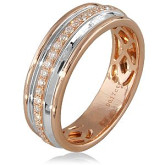 Кольцо обручальное из белого золота с бриллиантами из коллекции "Обручальные кольца с дорожкой" R15456 (241)