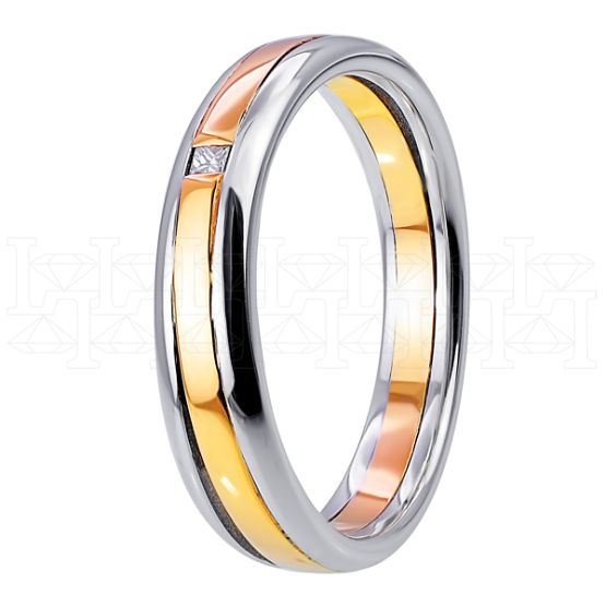 Фото - Кольцо двойное из цветного золота с бриллиантом из коллекции "Двойные обручальные кольца" VDR.A2891 (242)