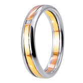 Кольцо двойное из цветного золота с бриллиантом из коллекции "Двойные обручальные кольца" VDR.A2891 (242)
