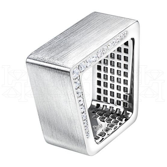 Фото - Кольцо квадратное из белого золота с бриллиантами из коллекции "Обручальные кольца с дорожкой" R4025-4812 (241)